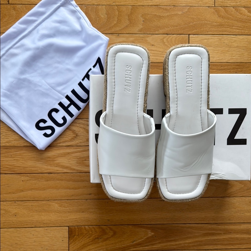 Schutz White Women's Slide Sandals